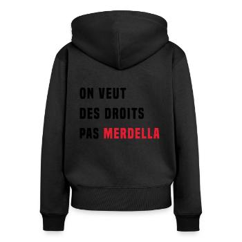 on veut des droits pas merdella - Sweat à capuche zippé Premium bio Femme - noir - Dos - Julia (174cm)