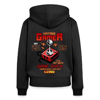 Vintage Gamer seit 2005 Lustiger Geburtstag Gaming - Frauen Premium Bio Zip Hoodie - Schwarz - Hinten - Julia (174cm)