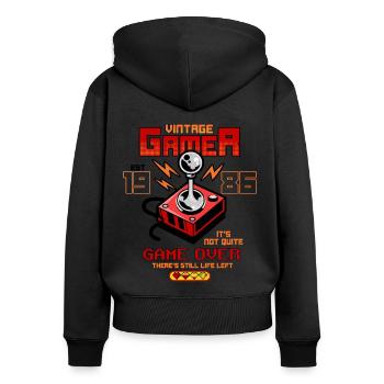 Vintage Gamer seit 1986 Lustige Geburtstagsspiele - Frauen Premium Bio Zip Hoodie - Schwarz - Hinten - Julia (174cm)