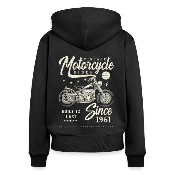 Moto Vintage Motards Moto Anniversaire 1961 - Sweat à capuche zippé Premium bio Femme - noir - Dos - Julia (174cm)