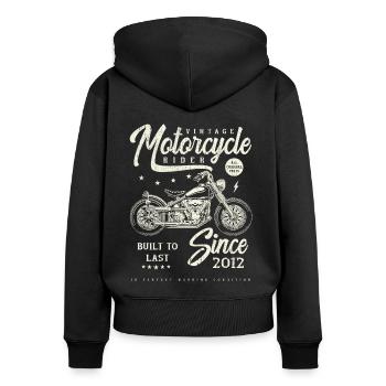 Moto Vintage Motards Moto Anniversaire 2012 - Sweat à capuche zippé Premium bio Femme - noir - Dos - Julia (174cm)