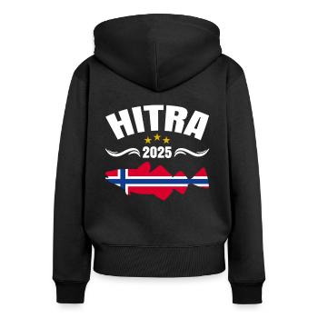 Hitra Norwegen Angeltour 2025 - Frauen Premium Bio Zip Hoodie - Schwarz - Hinten - Julia (174cm)