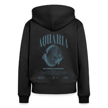 Diskus Cichlid Fish Keeper Moderne Streetwear - Frauen Premium Bio Zip Hoodie - Schwarz - Hinten - Julia (174cm)