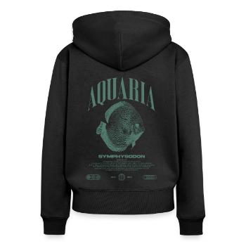 Diskus Cichlid Fish Keeper Moderne Streetwear - Frauen Premium Bio Zip Hoodie - Schwarz - Hinten - Julia (174cm)