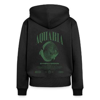 Diskus Cichlid Fish Keeper Moderne Streetwear - Frauen Premium Bio Zip Hoodie - Schwarz - Hinten - Julia (174cm)