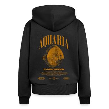 Diskus Cichlid Fish Keeper Moderne Streetwear - Frauen Premium Bio Zip Hoodie - Schwarz - Hinten - Julia (174cm)