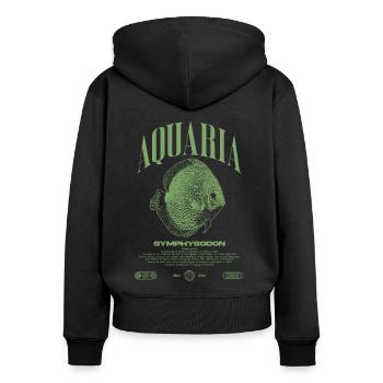 Discus Cichlidé Fish Keeper Moderne Streetwear - Sweat à capuche zippé Premium bio Femme - noir - Dos - Julia (174cm)