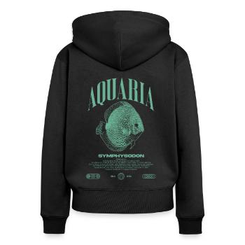 Discus Cichlidé Fish Keeper Moderne Streetwear - Sweat à capuche zippé Premium bio Femme - noir - Dos - Julia (174cm)