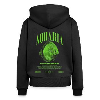 Discus Cichlidé Fish Keeper Moderne Streetwear - Sweat à capuche zippé Premium bio Femme - noir - Dos - Julia (174cm)