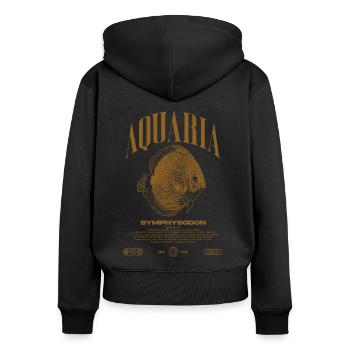 Diskus Cichlid Fish Keeper Moderne Streetwear - Frauen Premium Bio Zip Hoodie - Schwarz - Hinten - Julia (174cm)
