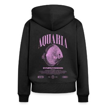 Diskus Cichlid Fish Keeper Moderne Streetwear - Frauen Premium Bio Zip Hoodie - Schwarz - Hinten - Julia (174cm)