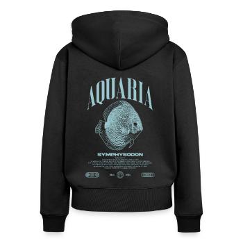 Diskus Cichlid Fish Keeper Moderne Streetwear - Frauen Premium Bio Zip Hoodie - Schwarz - Hinten - Julia (174cm)