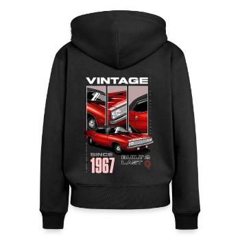 Ich bin nicht alt, ich bin ein Oldtimer, Oldtimer Jahrgang 1967 - Frauen Premium Bio Zip Hoodie - Schwarz - Hinten - Julia (174cm)