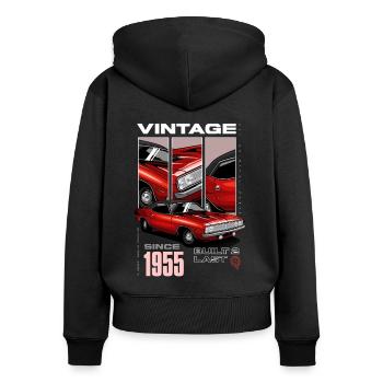 Ich bin nicht alt, ich bin ein Oldtimer, geboren 1955 - Frauen Premium Bio Zip Hoodie - Schwarz - Hinten - Julia (174cm)