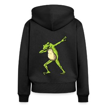 Dab tanzende Kröte im Frosch Teich Naturshirt - Frauen Premium Bio Zip Hoodie - Schwarz - Hinten - Julia (174cm)