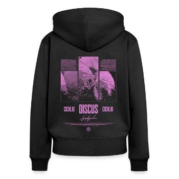 Diskusfisch Buntbarsch Aquarium Fischhalter - Frauen Premium Bio Zip Hoodie - Schwarz - Hinten - Julia (174cm)