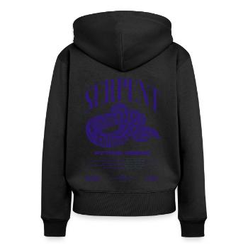 Ball Python Moderne Reptilienwärter Streetwear - Frauen Premium Bio Zip Hoodie - Schwarz - Hinten - Julia (174cm)