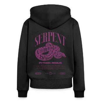 Ball Python Moderne Reptilienwärter Streetwear - Frauen Premium Bio Zip Hoodie - Schwarz - Hinten - Julia (174cm)