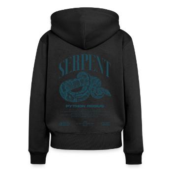 Ball Python Moderne Reptilienwärter Streetwear - Frauen Premium Bio Zip Hoodie - Schwarz - Hinten - Julia (174cm)