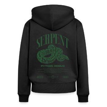 Ball Python Moderne Reptilienwärter Streetwear - Frauen Premium Bio Zip Hoodie - Schwarz - Hinten - Julia (174cm)