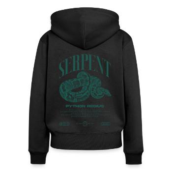 Ball Python Moderne Reptilienwärter Streetwear - Frauen Premium Bio Zip Hoodie - Schwarz - Hinten - Julia (174cm)