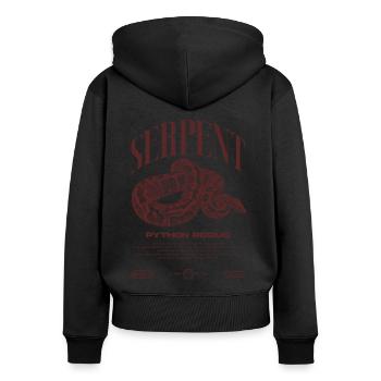 Ball Python Moderne Reptilienwärter Streetwear - Frauen Premium Bio Zip Hoodie - Schwarz - Hinten - Julia (174cm)
