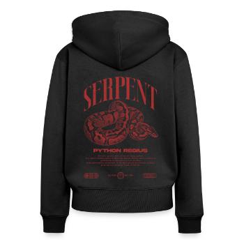 Ball Python Moderne Reptilienwärter Streetwear - Frauen Premium Bio Zip Hoodie - Schwarz - Hinten - Julia (174cm)