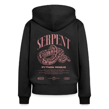 Ball Python Moderne Reptilienwärter Streetwear - Frauen Premium Bio Zip Hoodie - Schwarz - Hinten - Julia (174cm)