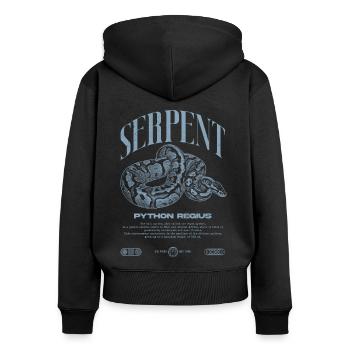 Ball Python Moderne Reptilienwärter Streetwear - Frauen Premium Bio Zip Hoodie - Schwarz - Hinten - Julia (174cm)