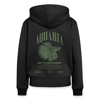 Betta Fish Keeper Modern Streetwear - Women's Premium Organic Zip Hoodie - black - Back - Julia (174cm)