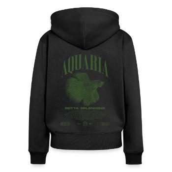 Betta Fish Keeper Streetwear moderne - Sweat à capuche zippé Premium bio Femme - noir - Dos - Julia (174cm)