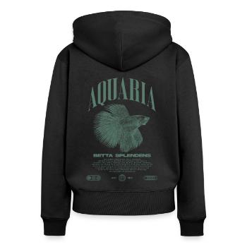 Betta Fish Keeper Modern Streetwear - Women's Premium Organic Zip Hoodie - black - Back - Julia (174cm)