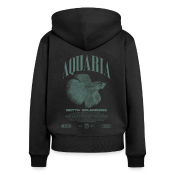 Betta Fish Keeper Modern Streetwear - Women's Premium Organic Zip Hoodie - black - Back - Julia (174cm)