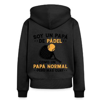 Je suis un papa Padelera Fête des pères Fun - Sweat à capuche zippé Premium bio Femme - noir - Dos - Julia (174cm)