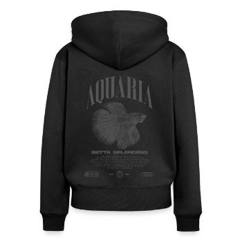 Betta Fish Keeper Moderne Streetwear - Frauen Premium Bio Zip Hoodie - Schwarz - Hinten - Julia (174cm)
