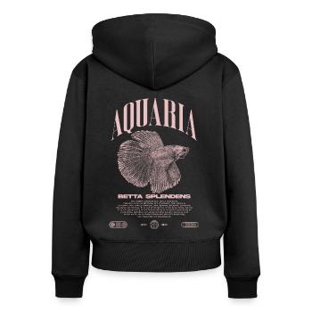 Betta Fish Keeper Modern Streetwear - Women's Premium Organic Zip Hoodie - black - Back - Julia (174cm)