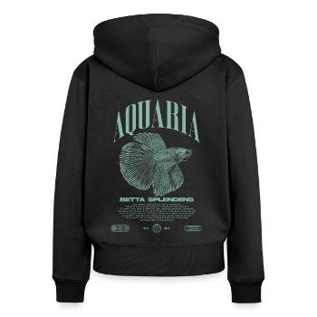 Betta Fish Keeper Modern Streetwear - Women's Premium Organic Zip Hoodie - black - Back - Julia (174cm)
