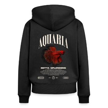 Betta Fish Keeper Streetwear moderne - Sweat à capuche zippé Premium bio Femme - noir - Dos - Julia (174cm)