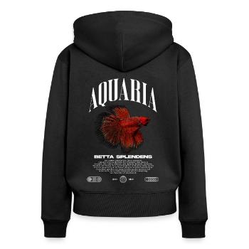 Betta Fish Keeper Streetwear moderne - Sweat à capuche zippé Premium bio Femme - noir - Dos - Julia (174cm)