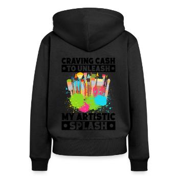 Cool Artist Unleash Artistic Splash Gift Idea - Frauen Premium Bio Zip Hoodie - Schwarz - Hinten - Julia (174cm)