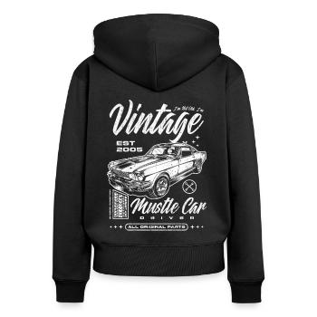 Ich bin nicht alt, ich bin Oldtimer, Jahrgang 2005 - Frauen Premium Bio Zip Hoodie - Schwarz - Hinten - Julia (174cm)