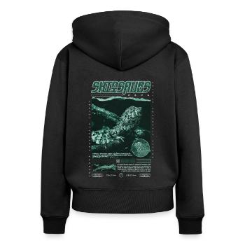 Crocodile chinois lézard Shinisaurus crocodilurus - Sweat à capuche zippé Premium bio Femme - noir - Dos - Julia (174cm)