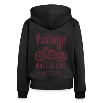 Vintage Motorcycle Bikers Motorbike Birthday 1969 - Women's Premium Organic Zip Hoodie - black - Back - Julia (174cm)