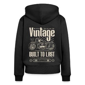 Moto Vintage Motards Moto Anniversaire 1961 - Sweat à capuche zippé Premium bio Femme - noir - Dos - Julia (174cm)