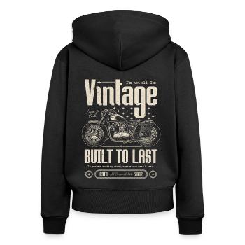 Vintage Motorcycle Bikers Motorbike Birthday 2002 - Women's Premium Organic Zip Hoodie - black - Back - Julia (174cm)
