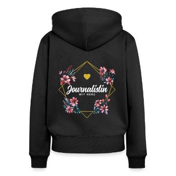 Journalistin mit Herz - Frauen Premium Bio Zip Hoodie - Schwarz - Hinten - Julia (174cm)