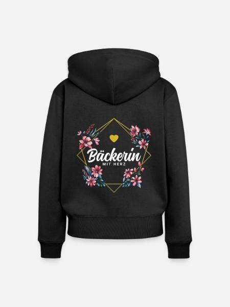 Bäckerin mit Herz - Frauen Premium Bio Zip Hoodie - Schwarz