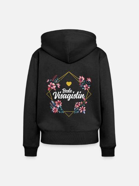 Beste Visagistin - Frauen Premium Bio Zip Hoodie - Schwarz