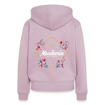 Musikerin mit Herz - Frauen Premium Bio Zip Hoodie - Altrosa - Hinten - Julia (174cm)