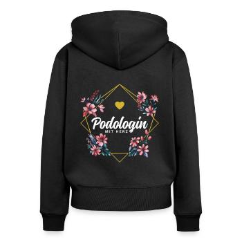 Podologin mit Herz - Frauen Premium Bio Zip Hoodie - Schwarz - Hinten - Julia (174cm)